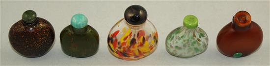 Five Chinese glass snuff bottles, 1730-1860, Richards no.s 189, 190, 273, 278 and 400